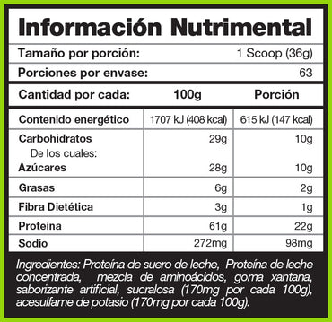 Información nutrimental de MAD Labz 100% Whey Protein