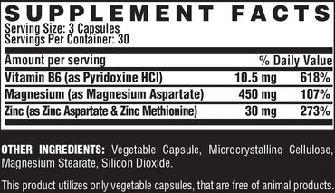 Nutrex ZMA - Tabla de información nutrimental
