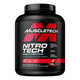 Bote de MuscleTech Nitro Tech Whey Protein sabor Milk Chocolate de 4 lbs (1.81 kg), con 30g de proteína, 3g de creatina y 6.7g de BCAAs por porción
