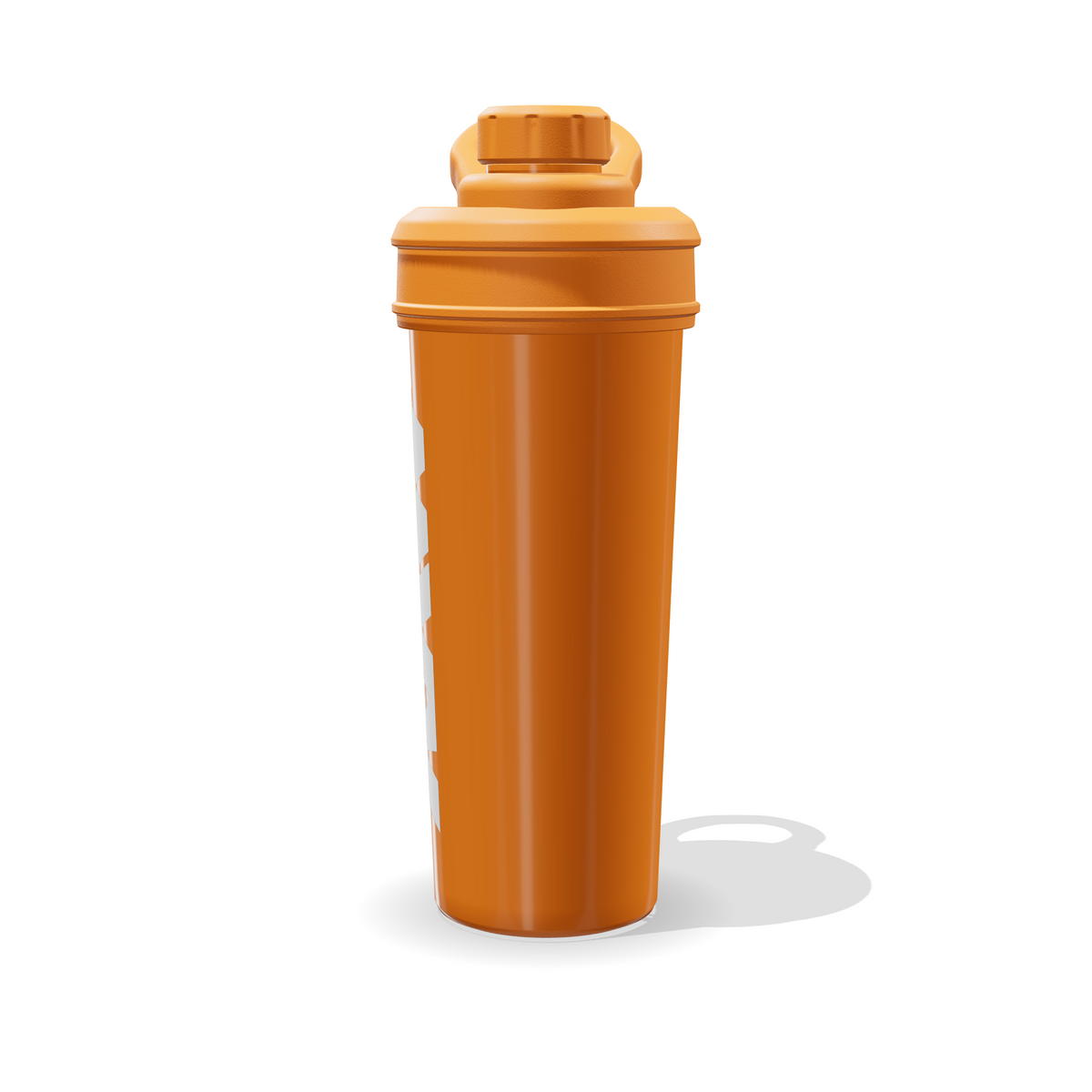 Shaker RAW naranja de 700 ml visto de perfil, con tapa y asa del mismo color