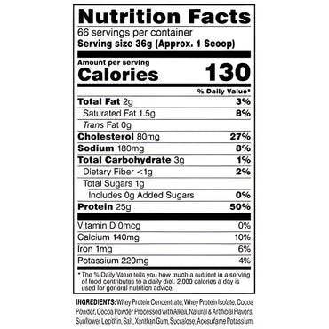 Etiqueta nutricional blanco y negro del reverso de cellucor c4 whey proteína de suero con dosis de 36 g