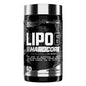 Botella negra y plateada de nutrex lipo 6 hardcore con tapa metálica y texto blanco para quemador de grasa y cafeína anhidra