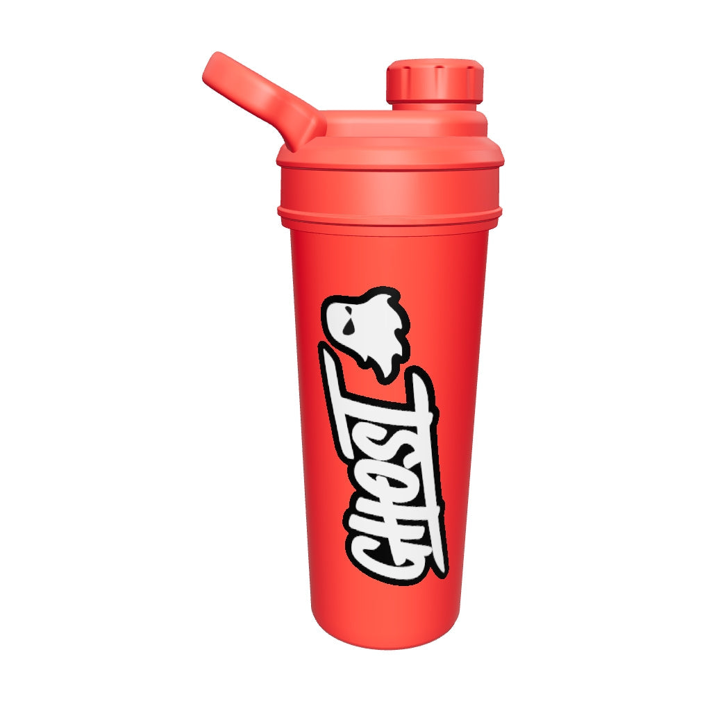 Modelo 3D del shaker Ghost rojo de 700 ml para girarlo 360 grados