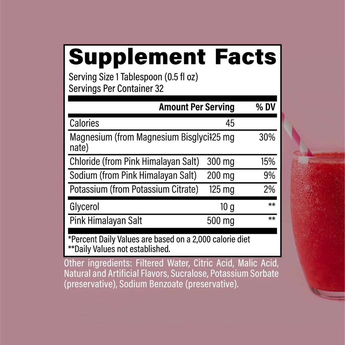 Etiqueta nutrimental de RAW Nutrition Liquid Glycerol