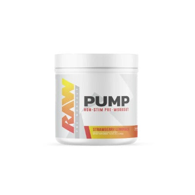 Envase de RAW Nutrition Pump pre entreno sin estimulantes, 40 servicios