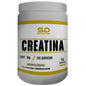 Envase blanco de plástico con tapa blanca y detalles amarillos de creatina monohidratada sd nutrition 1 kg