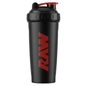 Shaker RAW Nutrition 700 ml negro con logo rojo – vista frontal