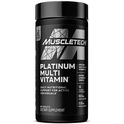 MuscleTech Platinum Multi Vitamin 90 tabletas – multivitamínico para atletas con 18 vitaminas y minerales